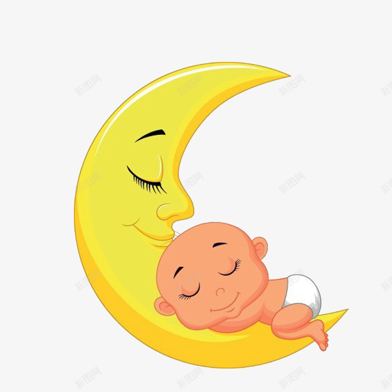 在月亮上沉睡的小婴儿png免抠素材_新图网 https://ixintu.com 卡通 在月亮上沉睡的小婴儿 沉睡 沉睡的月亮