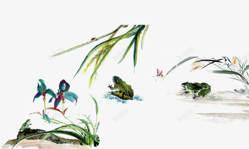 中国风花鸟png免抠素材_新图网 https://ixintu.com 中国画花鸟 中国风 中国风花鸟素材 国画 花 花鸟 青蛙 鸟