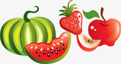 西瓜苹果草莓水果背景素材