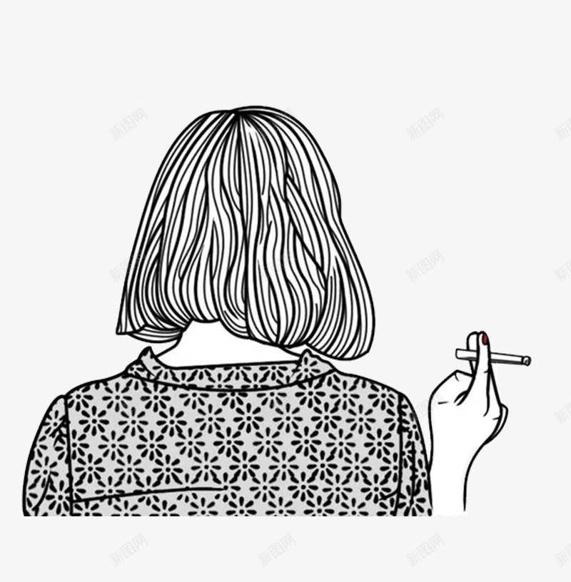 抽烟的女人png免抠素材_新图网 https://ixintu.com PNG图形 PNG装饰 女人 手绘 抽烟 背影 装饰