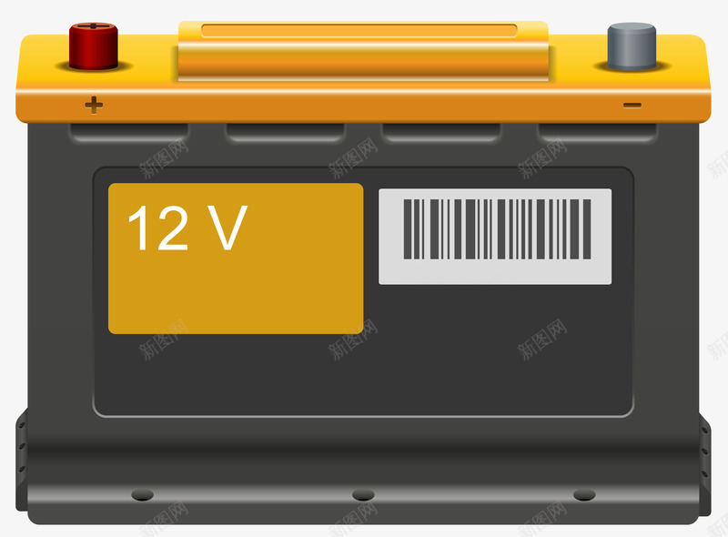 汽车保养12v电池图标png_新图网 https://ixintu.com 海报 素材 车保养 进口汽车保养12v电池 高品质产品 黄色标识
