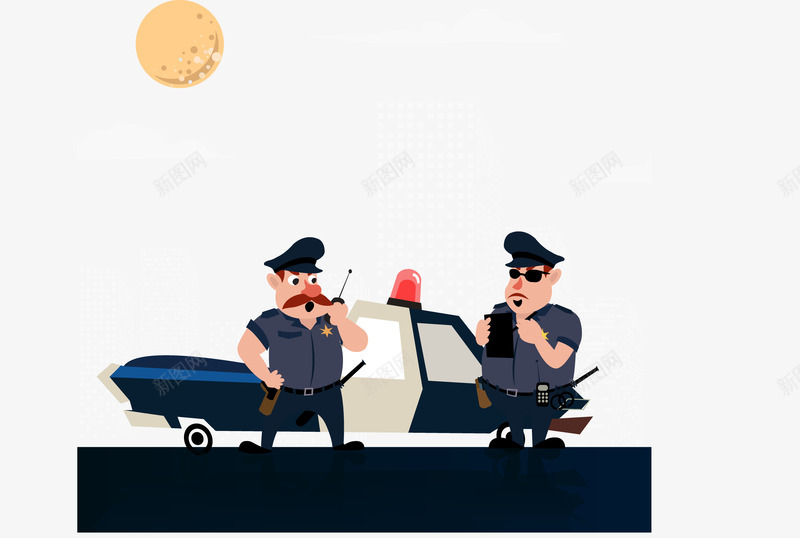 警察执法png免抠素材_新图网 https://ixintu.com 太阳 对讲机 电棍 警察执法 警车 车灯 轮胎