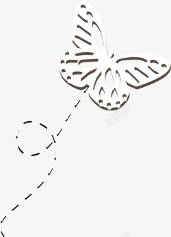 花瓣图案剪纸黑色线条蝴蝶高清图片
