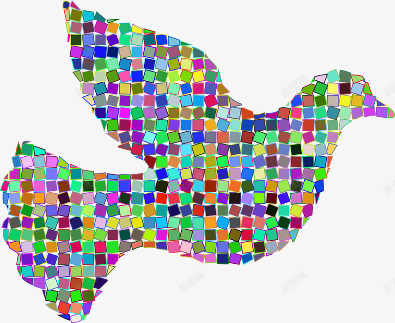 小鸟装饰彩色图png免抠素材_新图网 https://ixintu.com 几何 小鸟 彩色 方块 装饰
