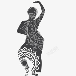 矢量印度女人印度舞蹈手绘简图高清图片