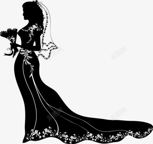 黑色绘画穿婚纱的女人图标png_新图网 https://ixintu.com 女人 婚纱 结婚 绘画
