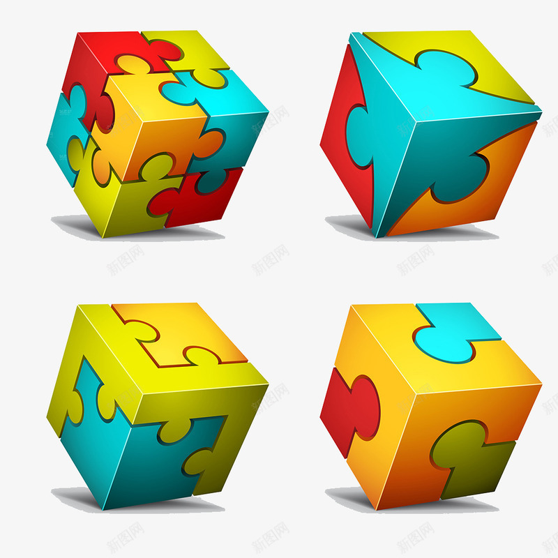 创意几何方块图形png免抠素材_新图网 https://ixintu.com 多边形 彩色 拼接正方形 时尚正方形 立体几何图形