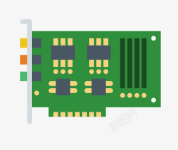 卡通芯片水彩卡通绿色芯片高清图片