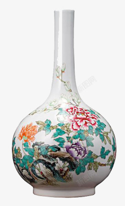 彩色瓷器长口花瓶高清图片