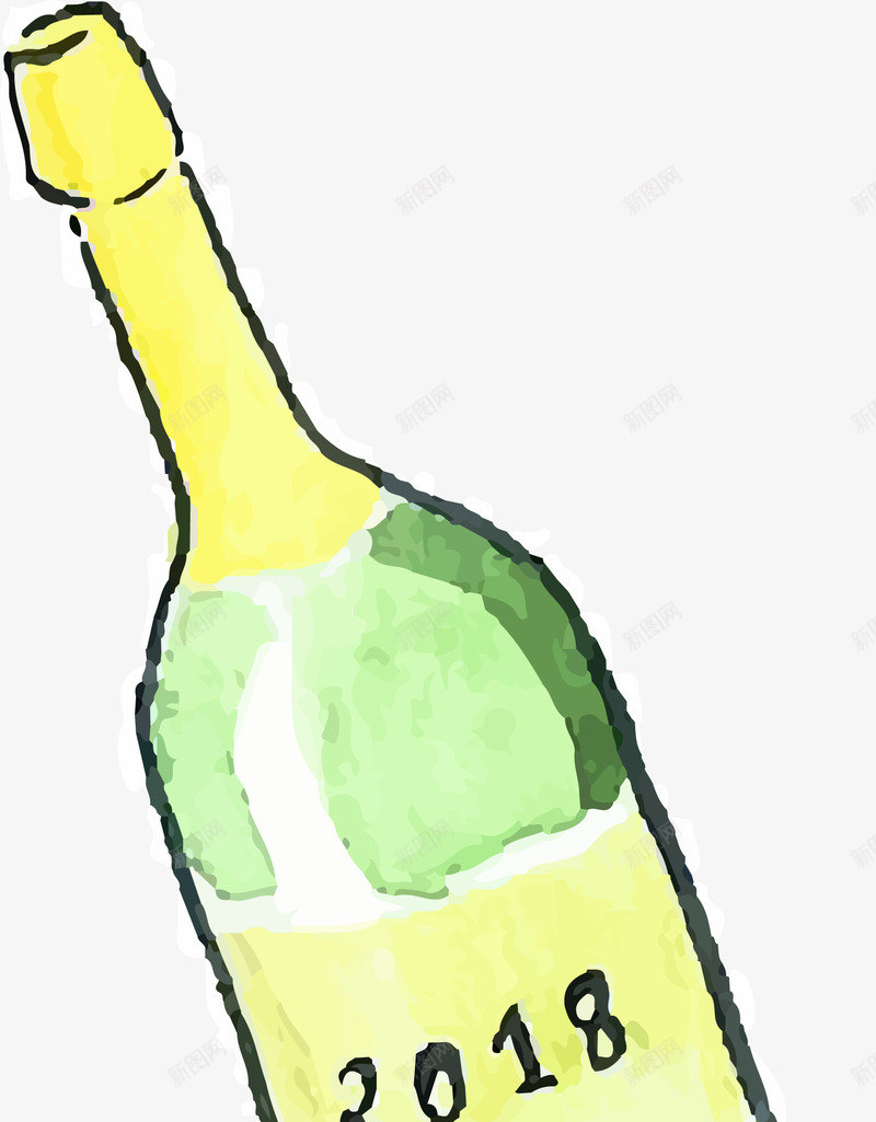 水彩香槟新年聚会物品png免抠素材_新图网 https://ixintu.com 庆祝 新年 水彩手绘 矢量图案 聚会 香槟