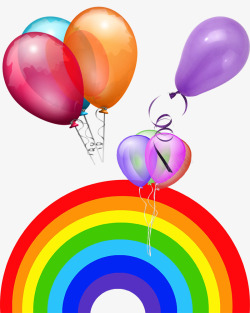 新年黑板报彩虹上的气球高清图片