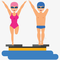 跳水比赛男女跳水运动员插画矢量图高清图片