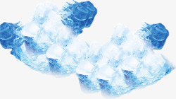 蓝白色冰块水雾字素材