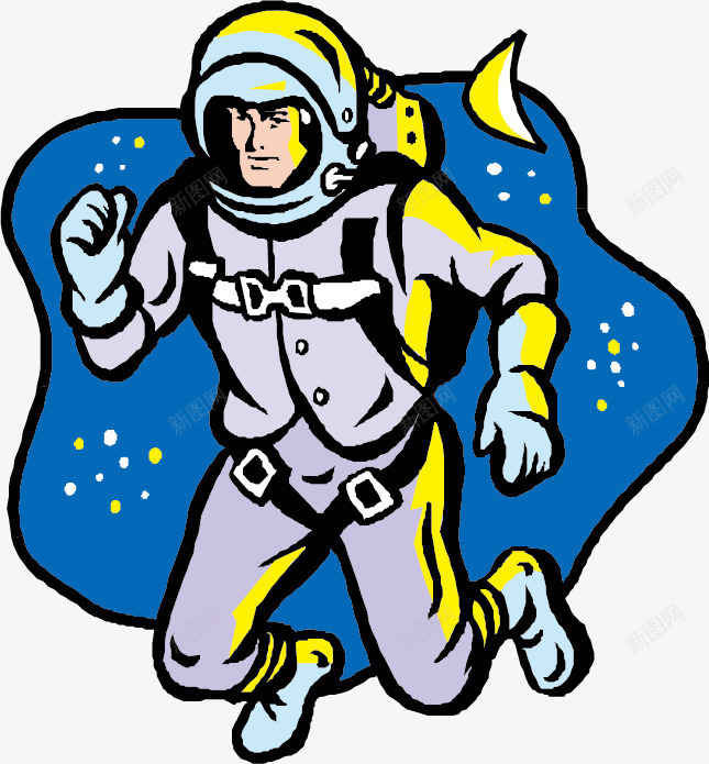 在宇宙遨游的宇航员png免抠素材_新图网 https://ixintu.com 宇航员 手绘 星星 月亮