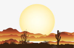 沙漠荒原太阳荒原矢量图高清图片