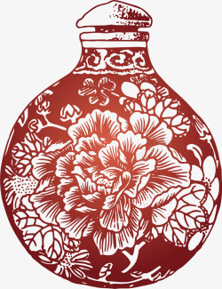 中国风牡丹花瓷瓶矢量图素材