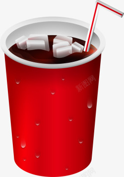 带吸管的冰饮可乐饮料矢量图高清图片