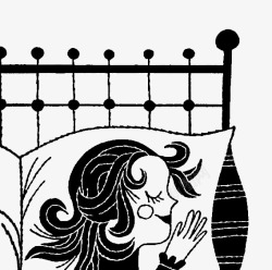 黑白装饰插图侧身睡着的女人素材