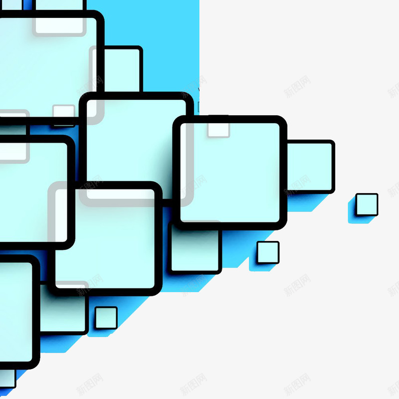 蓝色几何方块png免抠素材_新图网 https://ixintu.com 方块 科技 科技蓝 蓝色 透明