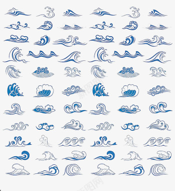 古典海浪花纹图标图标