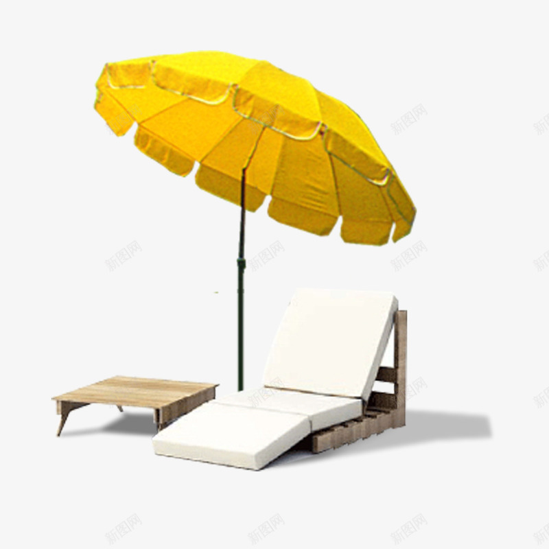 夏日度假躺椅png免抠素材_新图网 https://ixintu.com 度假 晒太阳 躺椅 遮阳伞