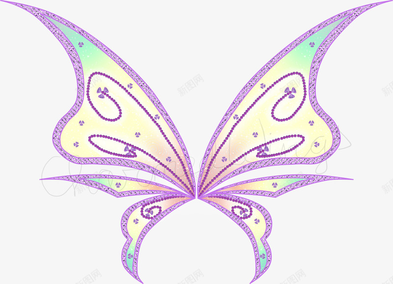 紫黄色蝴蝶卡通手绘png免抠素材_新图网 https://ixintu.com 创意蝴蝶 对称图案 美丽 蝴蝶