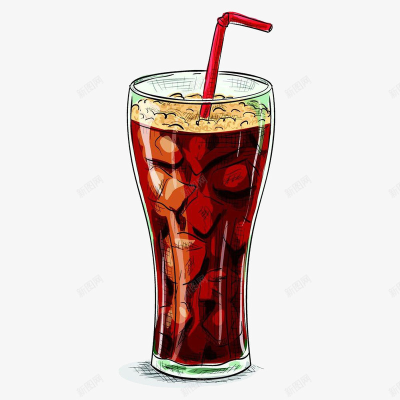 水彩果汁png免抠素材_新图网 https://ixintu.com 冰块 卡通 手绘 水彩 饮料