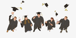 毕业生装饰手绘插画毕业季庆祝欢呼的毕业生高清图片