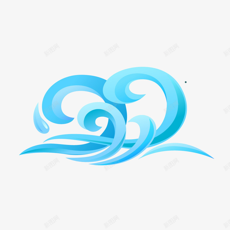 蓝色立体感海纹png免抠素材_新图网 https://ixintu.com 波浪 海纹 立体感 蓝色海浪