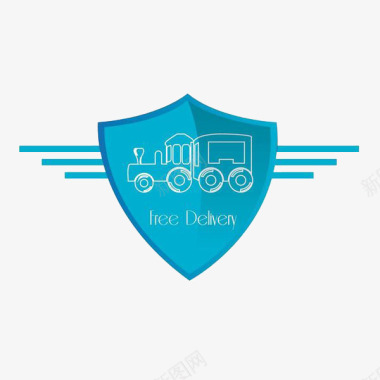 蓝色盾牌货车图标图标