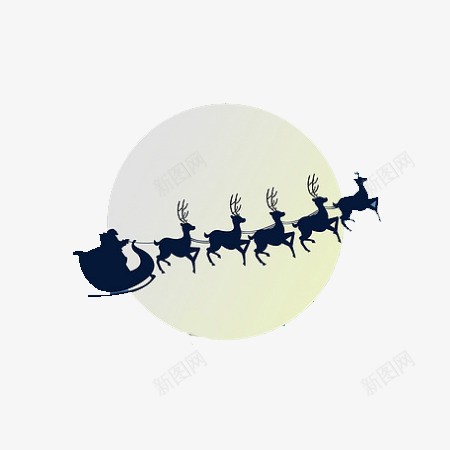 月亮圣诞老人驯鹿png免抠素材_新图网 https://ixintu.com 圣诞老人 月亮 雪橇 驯鹿