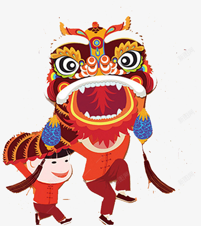 节日舞狮子png免抠素材_新图网 https://ixintu.com 中国 传统文化 小孩子 庆祝节日 开心 欢乐 欢度