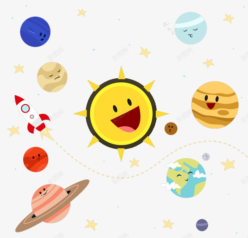 可爱太阳系星球png免抠素材_新图网 https://ixintu.com 可爱 太阳系 星球