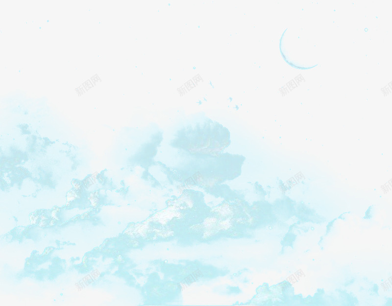 实物月空png免抠素材_新图网 https://ixintu.com 云层 唯美 月亮 月空 梦幻 浅蓝 蓝色 装饰
