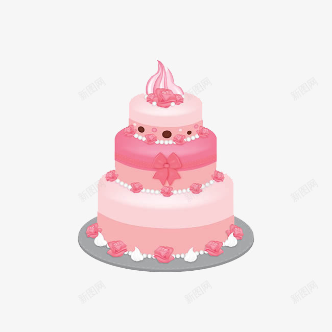 粉红色蛋糕png免抠素材_新图网 https://ixintu.com 可爱 女孩 庆祝礼物 浅粉色 浪漫 清新 生日蛋糕