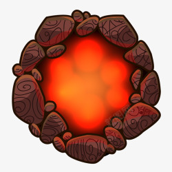 红色岩石手绘创意取暖小圈矢量图高清图片