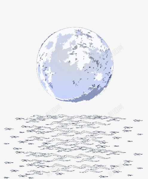 月亮和海浪png免抠素材_新图网 https://ixintu.com 星空 月亮 海浪 海面