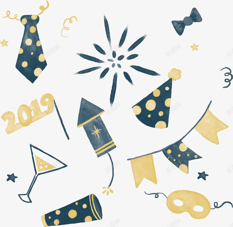 庆祝新年派对的海报矢量图ai免抠素材_新图网 https://ixintu.com 2019新年 庆祝新年 新年 新年快乐 新年派对 矢量png 矢量图