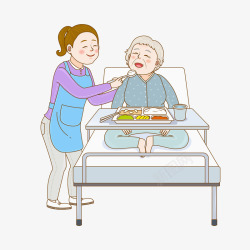 给病人喂饭的女人素材