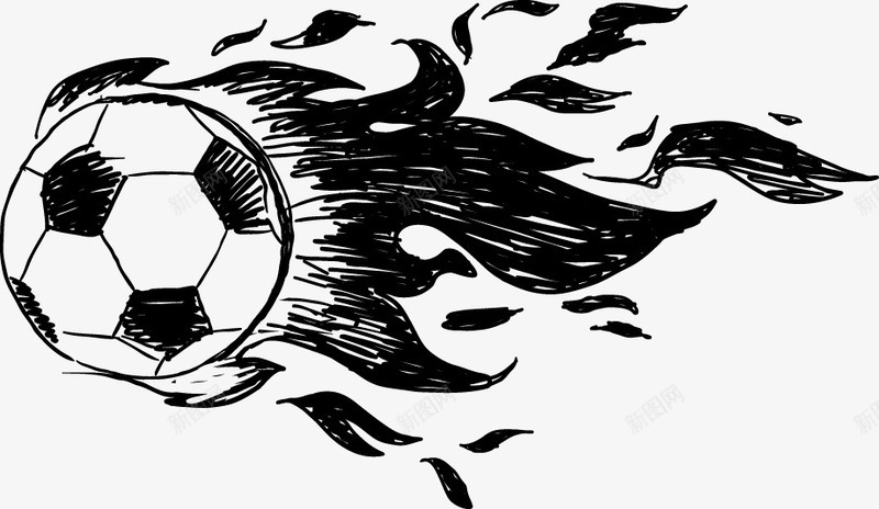 卡通涂鸦足球png免抠素材_新图网 https://ixintu.com 涂鸦主题 黑色足球涂鸦足球火焰