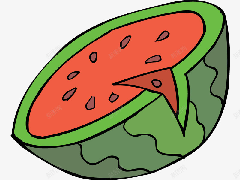 切开的西瓜水果png免抠素材_新图网 https://ixintu.com 切开 吃瓜 新鲜 条纹 绿色 西瓜