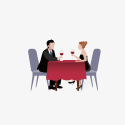 高级红酒餐厅吃饭的男人女人高清图片