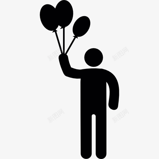 站着的人用气球图标png_新图网 https://ixintu.com 人的剪影 庆祝 形状 气球的形状 聚会