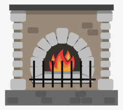 壁炉内的火焰手绘卡通火炉取暖炉壁炉高清图片