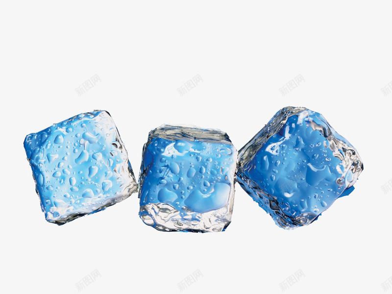蓝色立体冰块装饰png免抠素材_新图网 https://ixintu.com 冰块 立体 蓝色 装饰