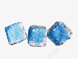蓝色立体冰块装饰素材