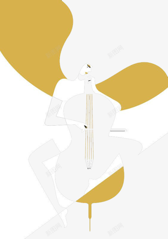 拉大提琴的人png免抠素材_新图网 https://ixintu.com 大提琴 女人 琴弦 长发