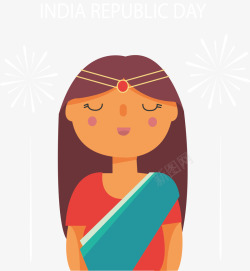 印度少女庆祝共和日的印度少女矢量图高清图片
