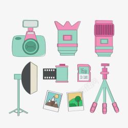 粉色照相机矢量图素材