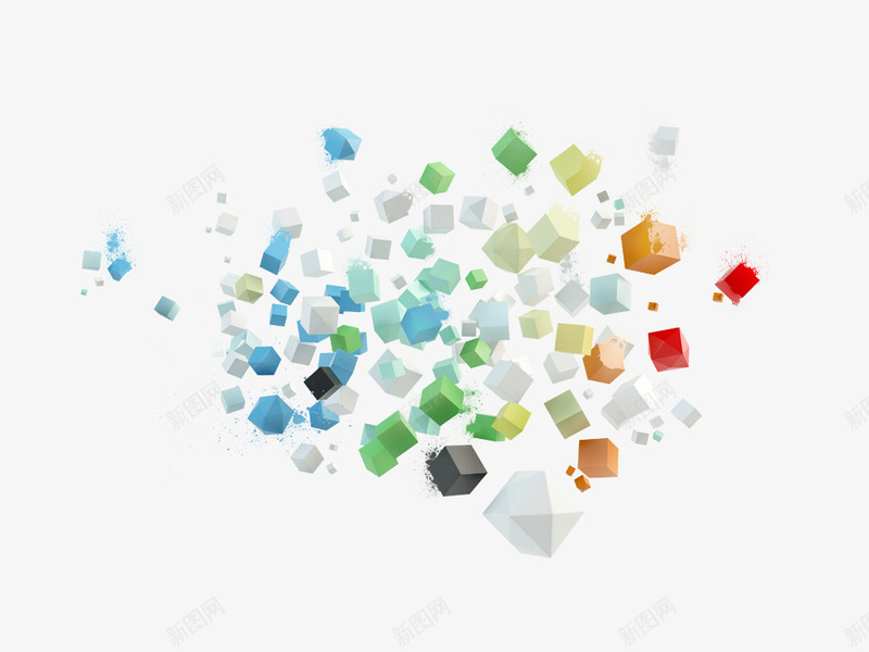 漂浮立体方块png免抠素材_新图网 https://ixintu.com 彩色 漂浮 立体方块